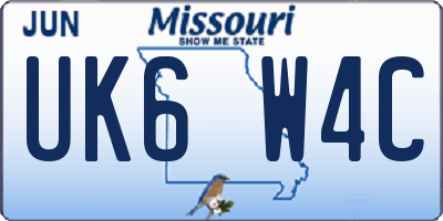 MO license plate UK6W4C