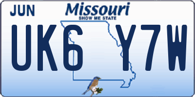 MO license plate UK6Y7W
