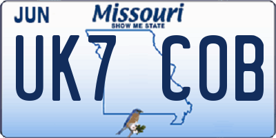 MO license plate UK7C0B
