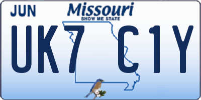MO license plate UK7C1Y