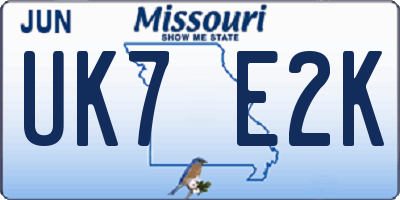 MO license plate UK7E2K