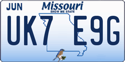 MO license plate UK7E9G