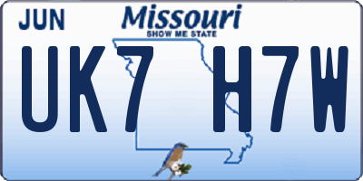 MO license plate UK7H7W