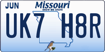 MO license plate UK7H8R
