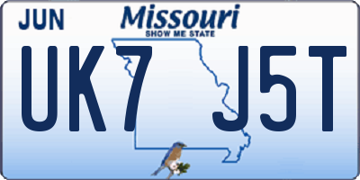 MO license plate UK7J5T
