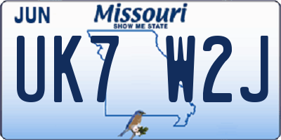 MO license plate UK7W2J