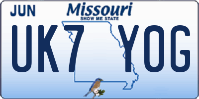 MO license plate UK7Y0G