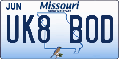 MO license plate UK8B0D