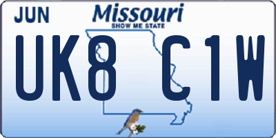 MO license plate UK8C1W