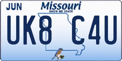 MO license plate UK8C4U