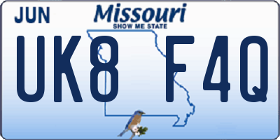 MO license plate UK8F4Q
