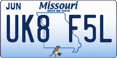 MO license plate UK8F5L