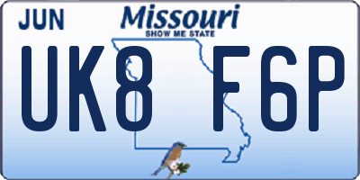 MO license plate UK8F6P