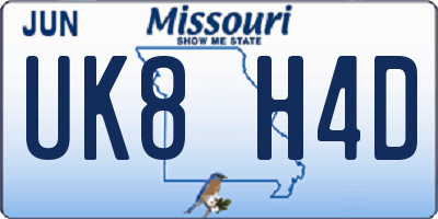MO license plate UK8H4D