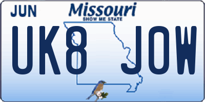 MO license plate UK8J0W
