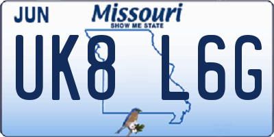 MO license plate UK8L6G