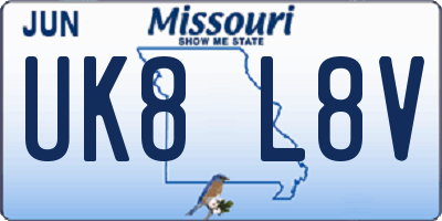 MO license plate UK8L8V