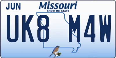 MO license plate UK8M4W