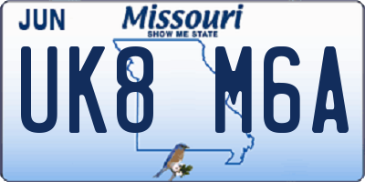 MO license plate UK8M6A
