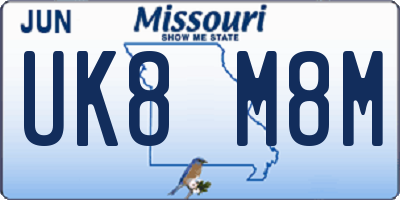MO license plate UK8M8M