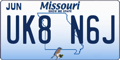 MO license plate UK8N6J