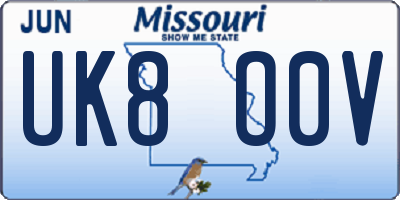 MO license plate UK8O0V
