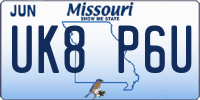 MO license plate UK8P6U