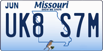 MO license plate UK8S7M