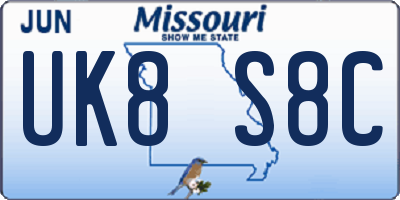 MO license plate UK8S8C