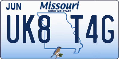 MO license plate UK8T4G