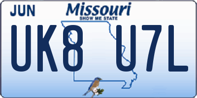 MO license plate UK8U7L