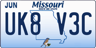 MO license plate UK8V3C