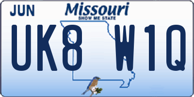 MO license plate UK8W1Q