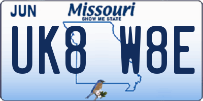 MO license plate UK8W8E