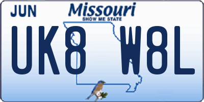MO license plate UK8W8L