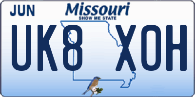 MO license plate UK8X0H