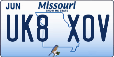 MO license plate UK8X0V