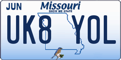 MO license plate UK8Y0L