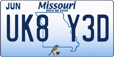 MO license plate UK8Y3D