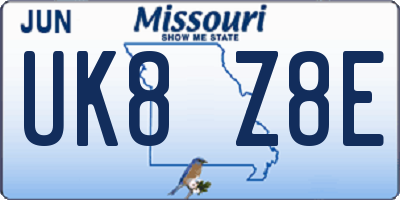 MO license plate UK8Z8E