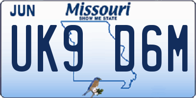 MO license plate UK9D6M