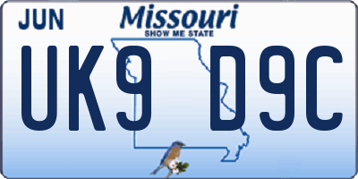 MO license plate UK9D9C