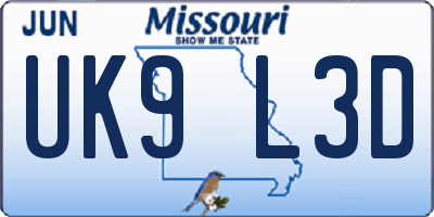 MO license plate UK9L3D