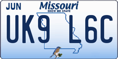 MO license plate UK9L6C