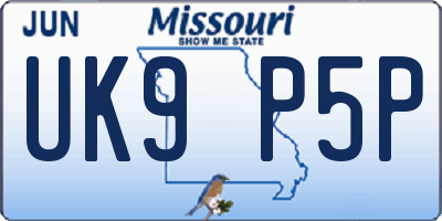 MO license plate UK9P5P