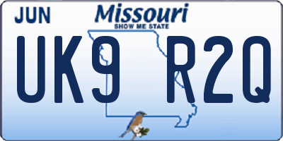 MO license plate UK9R2Q