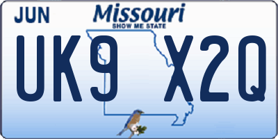 MO license plate UK9X2Q