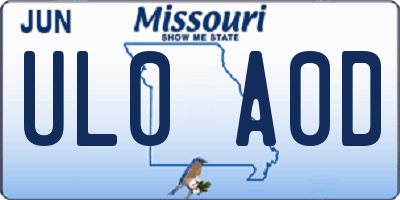 MO license plate UL0A0D