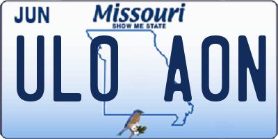MO license plate UL0A0N