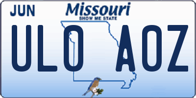 MO license plate UL0A0Z